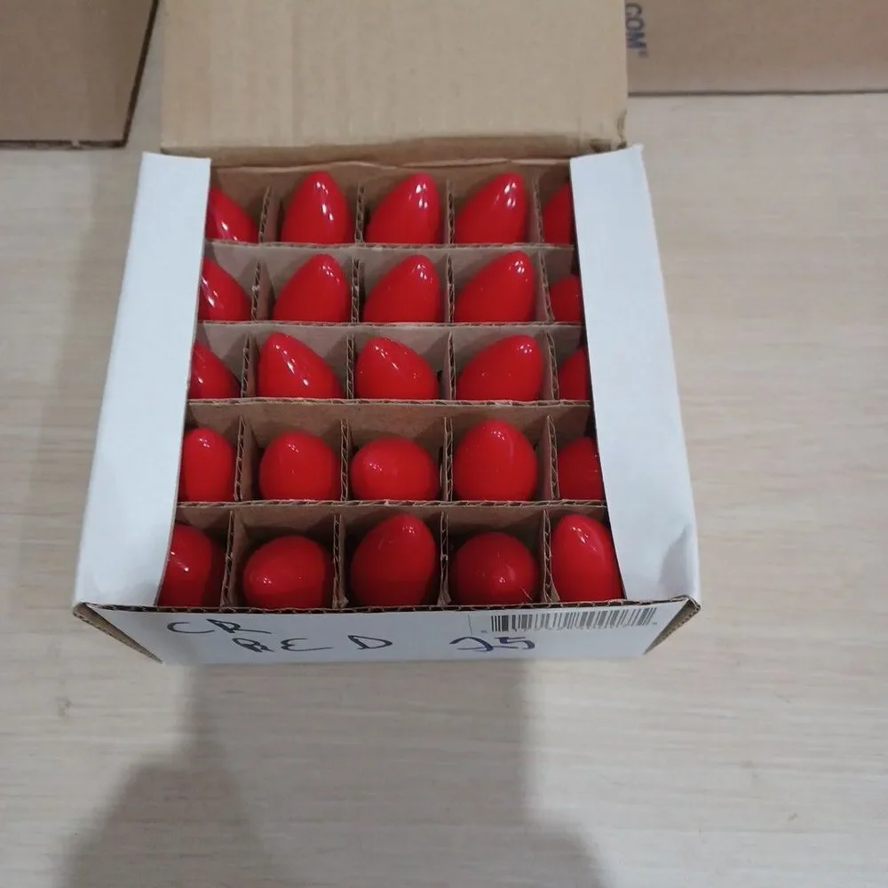 C7 5W Red Box of 25 Replacement Bulbs Opaque  120v NOS Light Show Craft